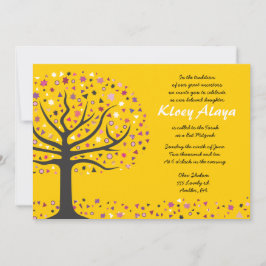 Abstact Tree of Life Bat Mitzvah Einladung Gold