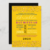 Abstact Tree of Life Bat Mitzvah Einladung Gold (Vorne/Hinten)