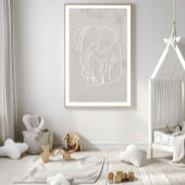 Abstart Elephant Line Art Poster