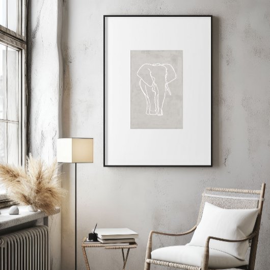 Abstart Elephant Line Art Poster