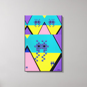 Absteigend auf einem Memphis-Design-Planeten Leinwanddruck