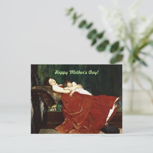 Abstempeln von Mutter- und Kind-Retro-Look Postkarte (Stehend Vorderseite)