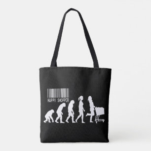 Abstieg der glücklichen Shopperin Evolution Parodi Tasche