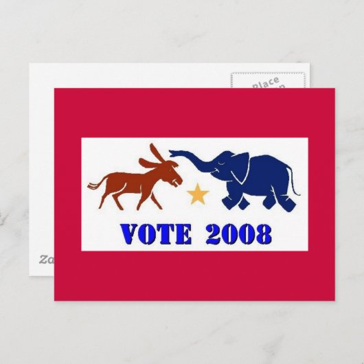 ABSTIMMUNG 2008 POSTCARD DEMOKRAT REPUBLIKANPOLITI POSTKARTE (Vorne/Hinten)