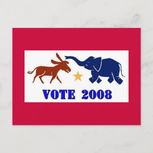 ABSTIMMUNG 2008 POSTCARD DEMOKRAT REPUBLIKANPOLITI POSTKARTE