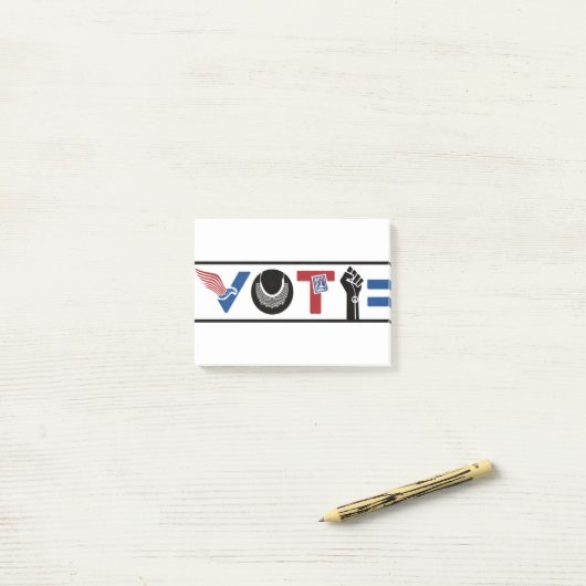 ABSTIMMUNG Amerikaner, RBG, USPS, BLM, Frieden und Post-it Klebezettel (Auf Schreibtisch)