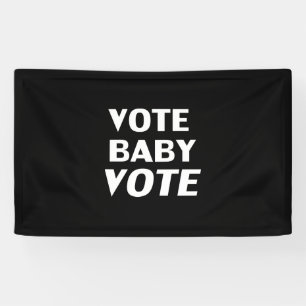 Abstimmung Baby-Stimme, weiße Buchstaben - schwarz Banner