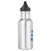 "Abstimmung" - Blaue Buchstaben Edelstahlflasche (Links)