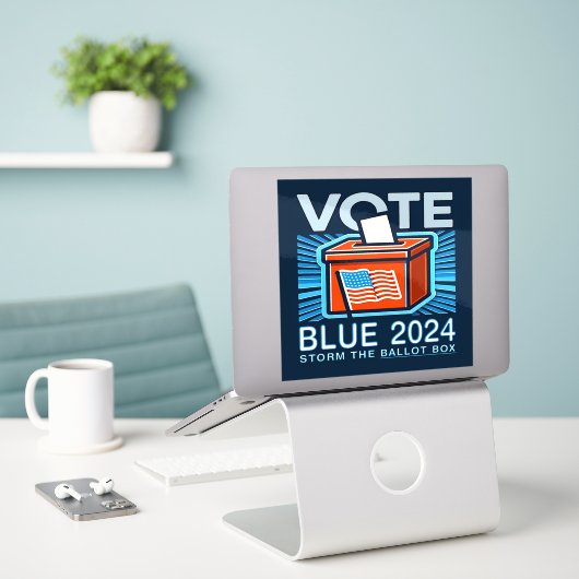 Abstimmung Blue 2024 Präsidentschaftswahl Aufkleber (Laptop auf Schreibtisch)