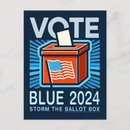 Abstimmung Blue 2024 Wahlurne für den US-Präsident Postkarte