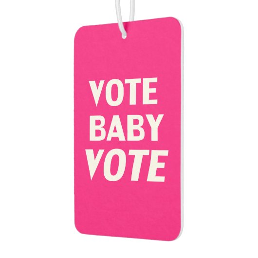 "Abstimmung für Baby" - heißrosa, weiß - Lufterfri Autolufterfrischer (Links)