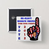 Abstimmung für Barack Obama 2012_ Button (Vorne & Hinten)