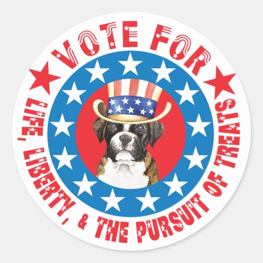 Abstimmung für Boxer Runder Aufkleber (Vorderseite)