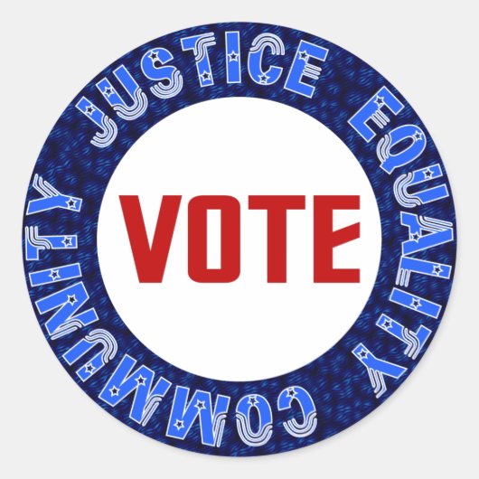 Abstimmung für den blauen Kreis der Gerechtigkeits Runder Aufkleber (Vorderseite)