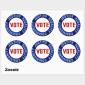 Abstimmung für den blauen Kreis der Gerechtigkeits Runder Aufkleber (Blatt)