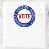 Abstimmung für den blauen Kreis der Gerechtigkeits Runder Aufkleber (Tasche)