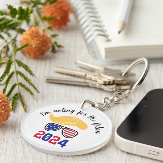 Abstimmung für den Felon Funny Trump 2024 Schlüsselanhänger (Vorderseite rechts)