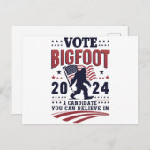 Abstimmung für den Präsidenten von Bigfoot 2024 Sa Postkarte (Vorne/Hinten)