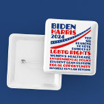 Abstimmung für die Wahlplattform Biden Harris 2024 Button<br><div class="desc">Stimmen Sie für Joe Biden und Kamala Harris für Präsident und VP bei den Präsidentschaftswahlen 2024, um die demokratische Party-Plattform zu unterstützen. Dieser politische Knopf zeigt eine Liste von sechs Gründen: LGBTQ-Rechte, Gesundheitsfürsorge für Frauen, Umweltpolitik, Reform von Studentendarlehen, Chancengleichheit für Minderheiten und Frauen, vernünftige Waffengesetze und andere demokratische Werte. Zeige...</div>