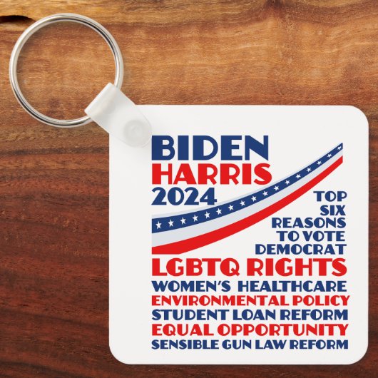 Abstimmung für die Wahlplattform Biden Harris 2024 Schlüsselanhänger (Vorderseite)