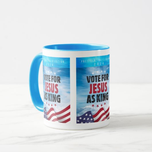 Abstimmung für Jesus als Präsidentschaftswahl 2024 Tasse (Vorderseite Links)