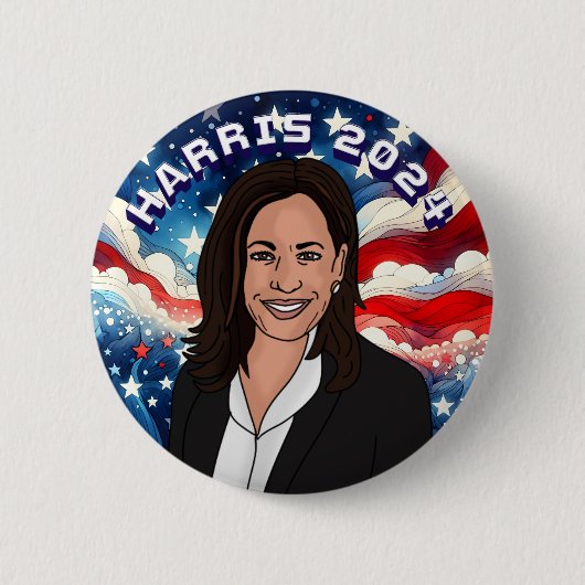 Abstimmung für Kamala Harris 2024 Button (Vorderseite)