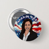 Abstimmung für Kamala Harris 2024 Button (Vorne & Hinten)