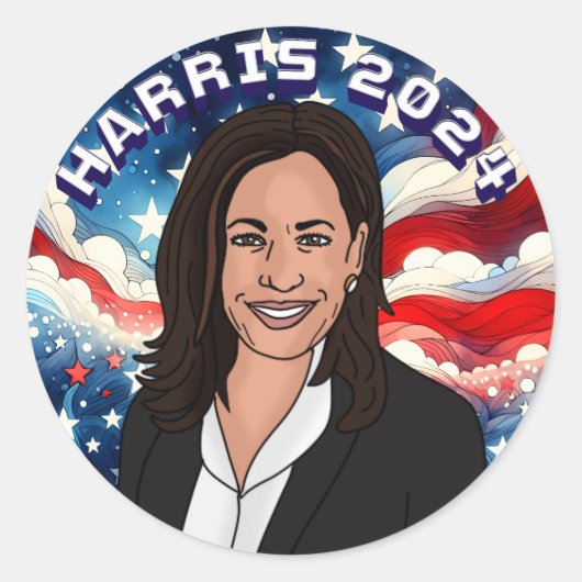 Abstimmung für Kamala Harris 2024 Runder Aufkleber (Vorderseite)