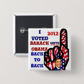 Abstimmung für Obama #2,Back to Back_ Button (Vorne & Hinten)