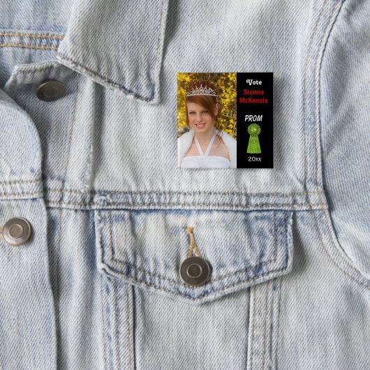 Abstimmung für Prom Queen (grün) Button (Beispiel)