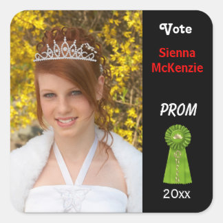 Abstimmung für Prom Queen (grün) Quadratischer Aufkleber
