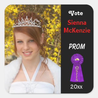 Abstimmung für Prom Queen (Lila) Quadratischer Aufkleber