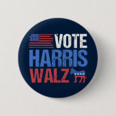 Abstimmung Harris Walz Demokrat Donkey American Fl Button (Vorderseite)