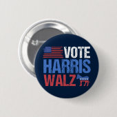 Abstimmung Harris Walz Demokrat Donkey American Fl Button (Vorne & Hinten)