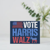 Abstimmung Harris Walz Demokrat Donkey American Fl Postkarte (Stehend Vorderseite)