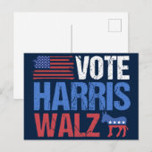 Abstimmung Harris Walz Demokrat Donkey American Fl Postkarte (Vorne/Hinten)