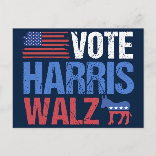 Abstimmung Harris Walz Demokrat Donkey American Fl Postkarte (Vorderseite)