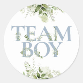 Abstimmung im Team Boy Greenery Bloral Gender Reve Runder Aufkleber