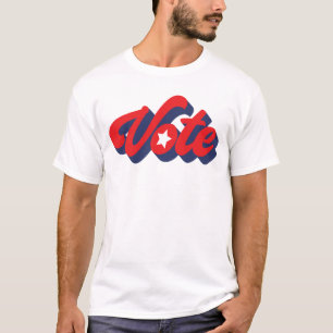 Abstimmung in blau-rot-fett-Buchstaben T - Shirt