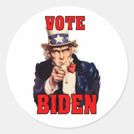 Abstimmung Joe Biden Uncle Sam 2024 Runder Aufkleber (Vorderseite)
