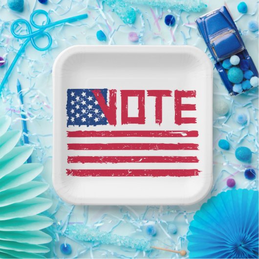 Abstimmung mit US-Flagge Pappteller (Party)