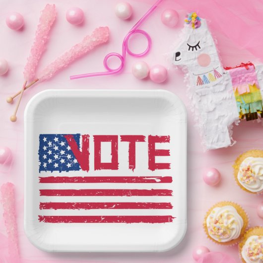 Abstimmung mit US-Flagge Pappteller (Party)