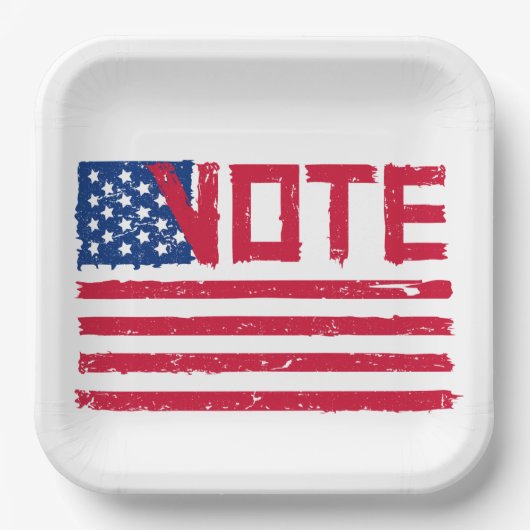 Abstimmung mit US-Flagge Pappteller (Vorderseite)