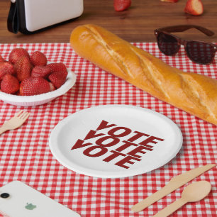 Abstimmung: Moderne Typografie rot-weiß Pappteller