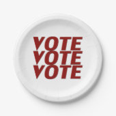 Abstimmung: Moderne Typografie rot-weiß Pappteller (Vorderseite)