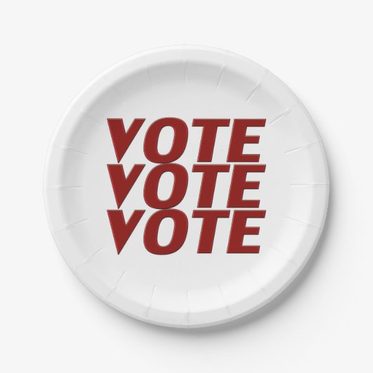 Abstimmung: Moderne Typografie rot-weiß Pappteller (Vorderseite)