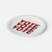 Abstimmung: Moderne Typografie rot-weiß Pappteller (Schrägansicht)