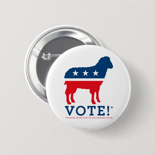 Abstimmung! Schaf-Party-Logo-Knopf Button (Vorne & Hinten)