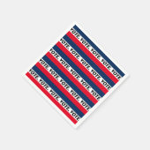 "Abstimmung", schwarze Buchstaben, rot-blaues Part Serviette (Ecke)