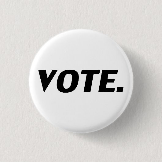 "Abstimmung", schwarze Buchstaben, weißer Hintergr Button (Vorderseite)